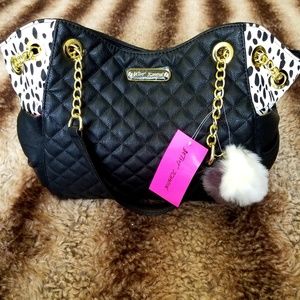 NWT Betsey Johnson Side Bow Quilted Animal Print